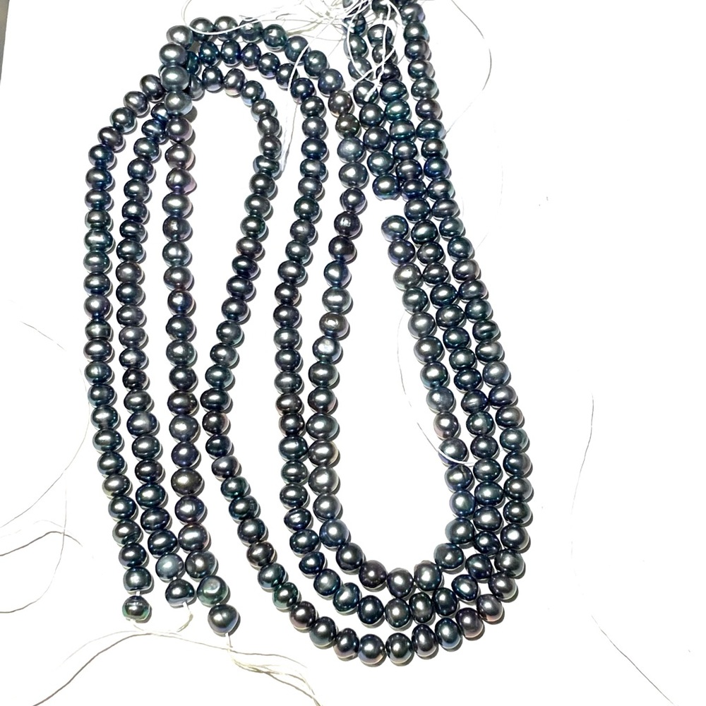 One Strand of Peacock 5mm Pearls